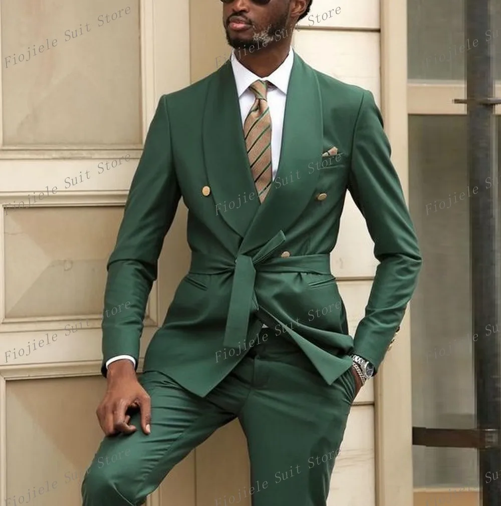 

New Male Green Business Formal Occasion Tuxedos Groom Groomsman Wedding Party Prom Men Suit 2 Piece Set Blazer Pants