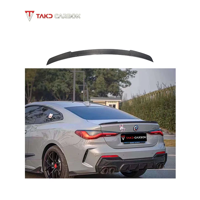 

TAKD Hot Style Real Dry Carbon Fiber Rear Spoiler Wing Universal Trunk Spoiler for Cars for bmws 4 Series G22 G23 2021-UP
