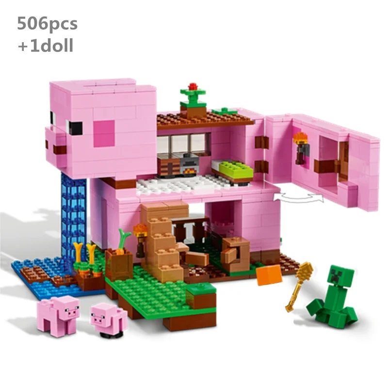 2021 NEW My World The Pig House Building Blocks Adventure Game Classic Model Kits Bricks Kids Toys For Children Christmas Gifts