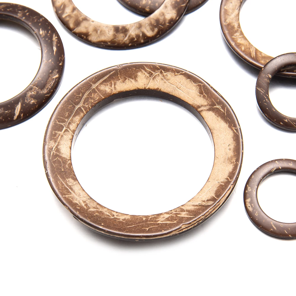 10Pcs 2/3/4/5cm Natural Coconut Round Button Wood Linking Ring Accessory DIY Earring Bracelet Necklace Jewelry Making Supplies