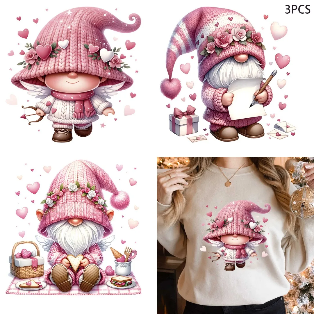 Cupido gnome aquarela diy adesivos camisa roupas remendo meninas mochila travesseiro lavável impressão de transferência de calor