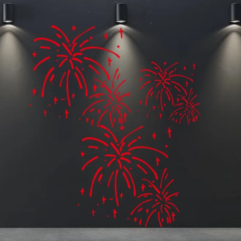1set Fireworks Festival Vinyl Sticker, Waterproof Sunproof No Residue Decal for Car Window & Body Decor