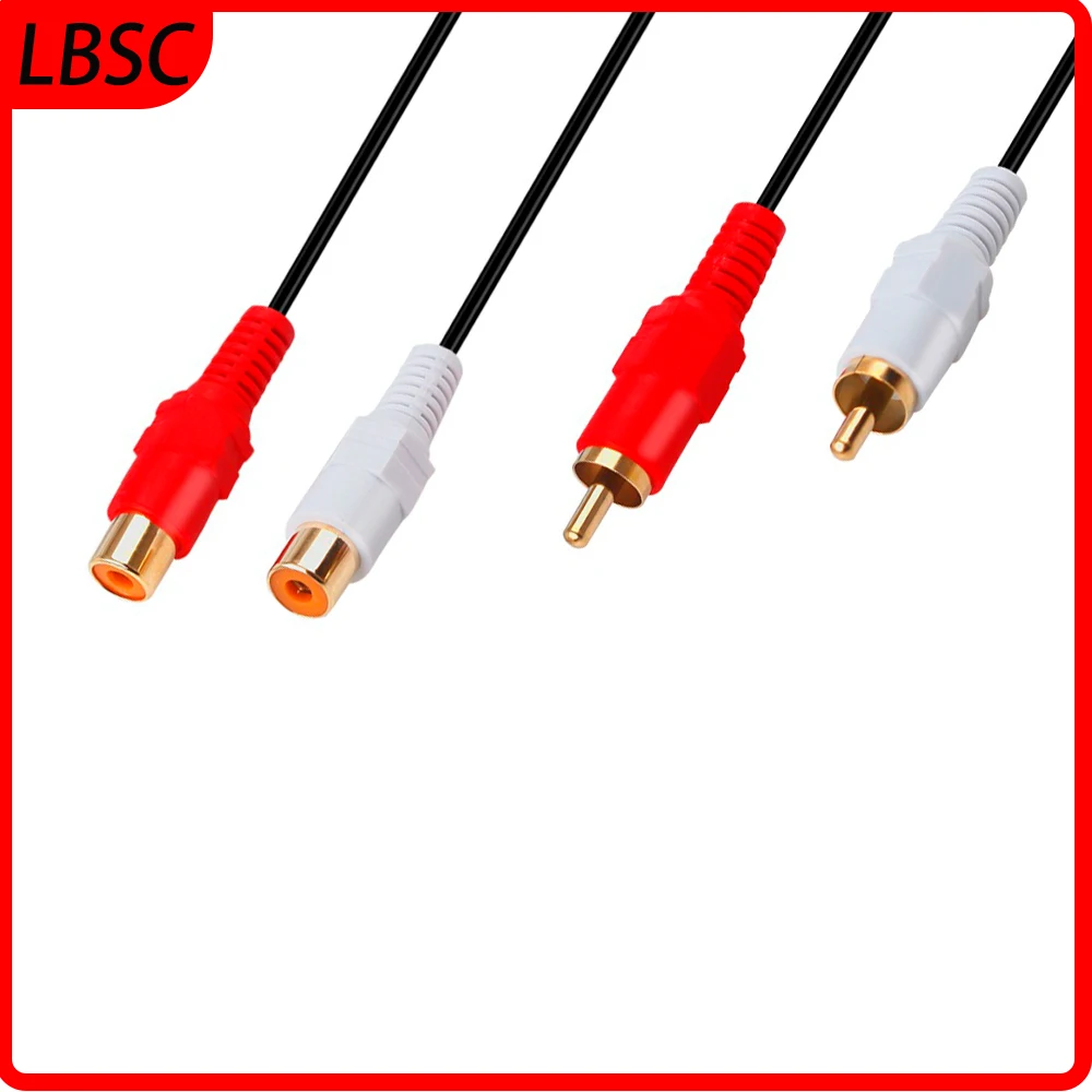 LBSC  RCA Extension Cable - 2RCA Audio Extender Adapter Cable Coupler Male to Female Dual Red/White Connector