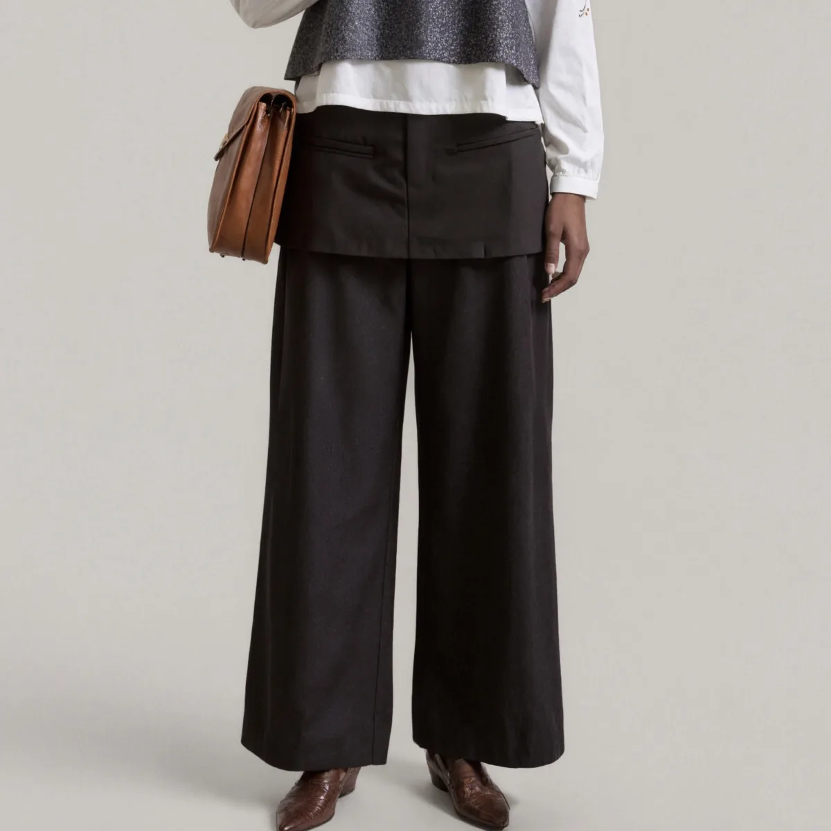 CiCi مصمم الأزياء قطعتين مجموعة السراويل للنساء 2025 ربيع الخريف جديد فضفاض واسعة الساق بنطلون مستقيم #2