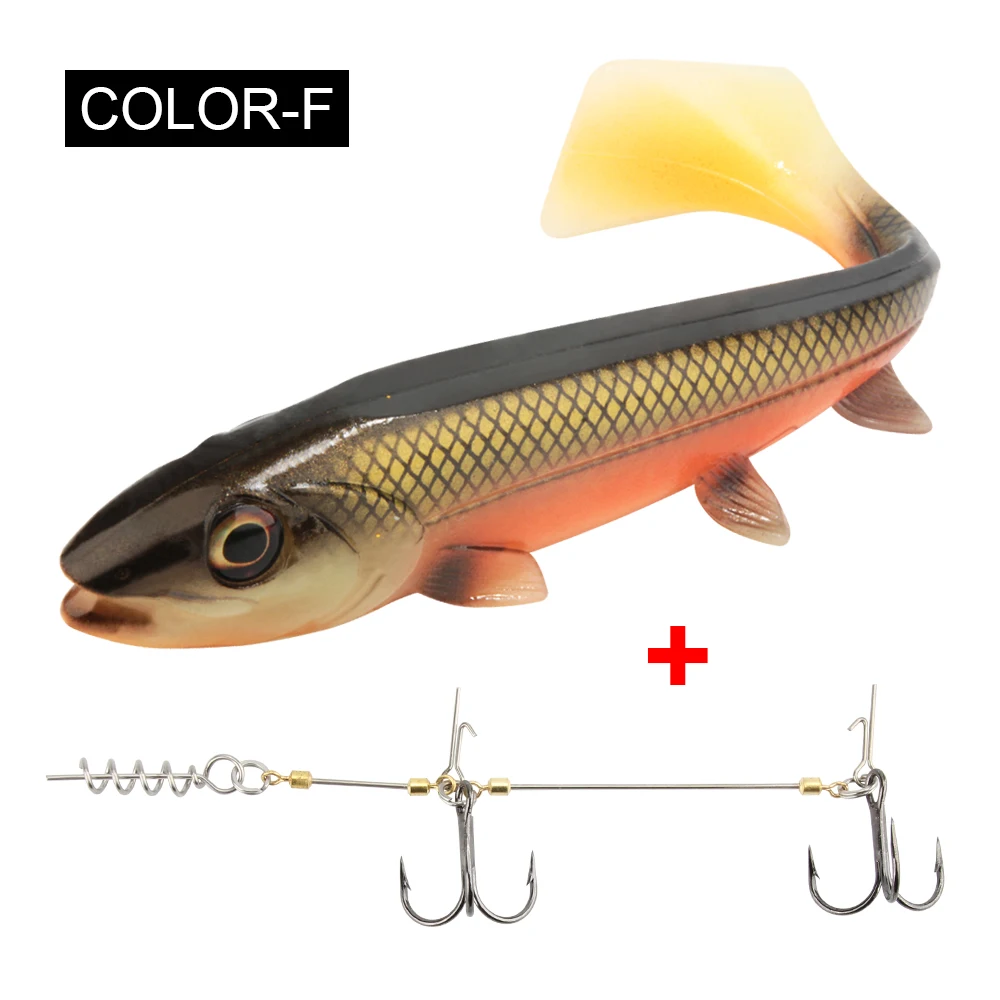 Spinpoler Big Fish Weicher Angelköder mit Stinger Rig Hakenset 14 cm/18 cm Jigging Trolling für Salzwasser-Meeresangelgerät Pesca