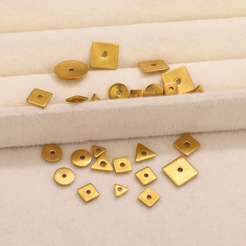 50 Stück/Los Edelstahl Runde Quadratische Dreieckige Flache Abstandshalter-Perlen DIY-Charms-Perlen für Schmuckherstellung – Detail 6