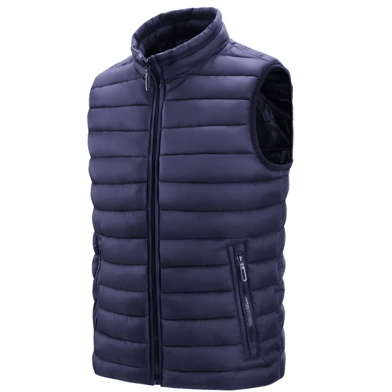Men's Winter Autumn Coat Cotton Jacket Vest Zipper Lines Pockets Solid Color Thickened Warm Solid Color Comfortable Versatile