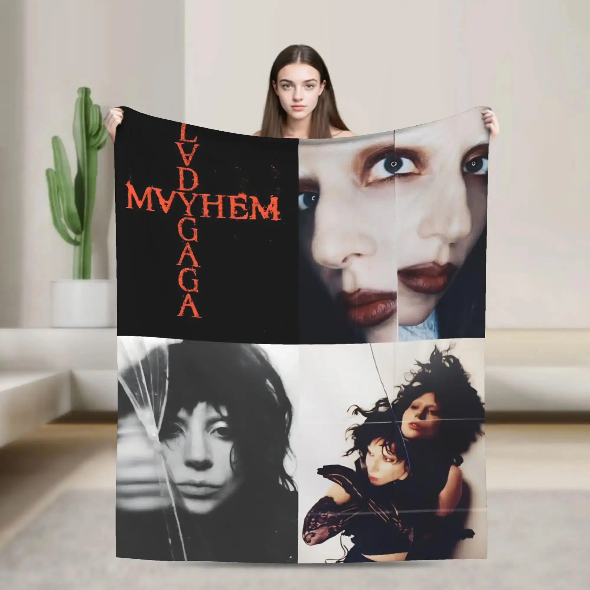 Lady Gaga Mayhem  Album Plush Throw Blanket for Couch Chair Sofa Bed or Picnic  Soft Flannel Bedspread Cover