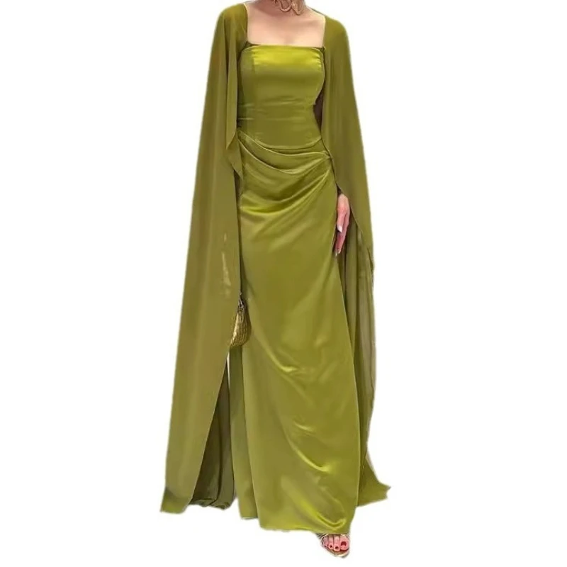 2025 Autumn Fashion Temperament Long Stitching Design Banquet Women's Shawl Dress Dress