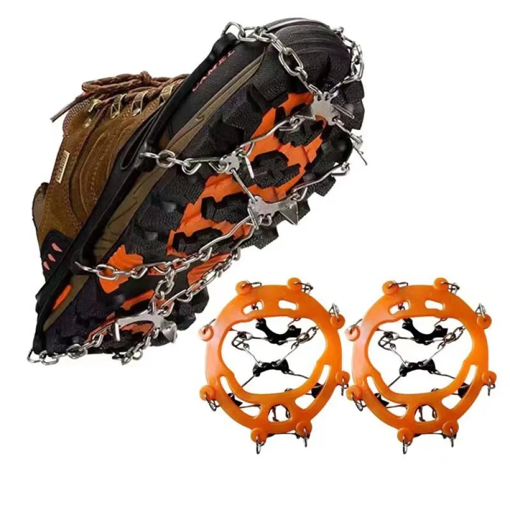 Pro Snow Ice Traction Cleats Crampons For Outdoor Hiking Climbing Boots Anti Slip Stainless Steel Spikes Gear Equipment