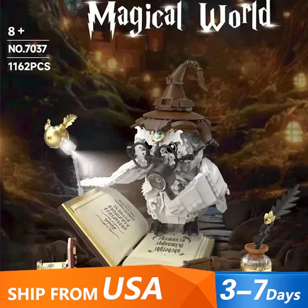 1162PCS Ideas Magic World Owl Building Blocks Set Magic Potter Bird Model with Lighting Assembling Toys Gift for Kids Boys Girls