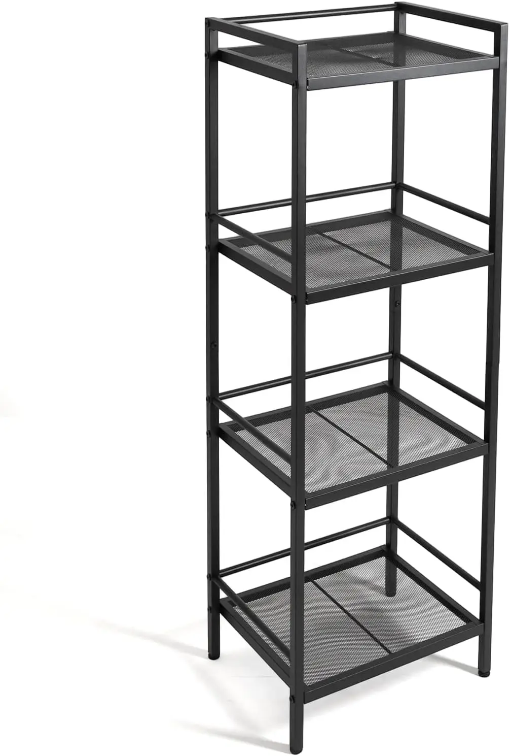 4-stufiges Küchenregal aus Metall, freistehendes Standregal in Schwarz, platzsparendes Aufbewahrungsregal für Küche, Bad und Büro – 39x30x112cm – stabiler Metallrahmen