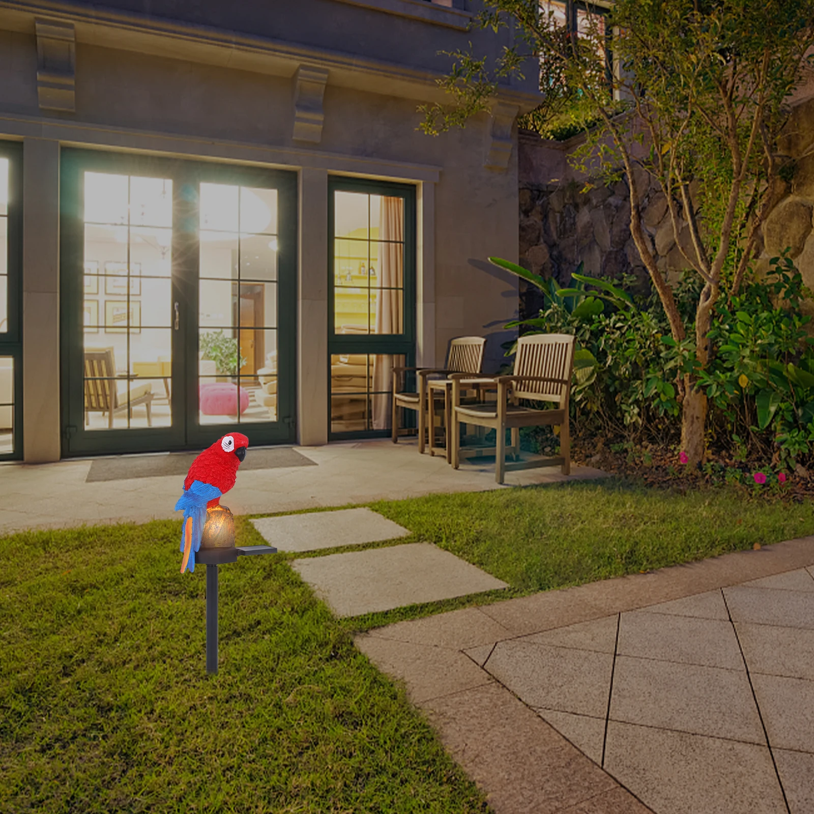 

2Pcs Solar Lights Resin Lawn Lamp Red Solar Stake Light Green Color Outdoor Garden Decorative Lighting Energy Saving