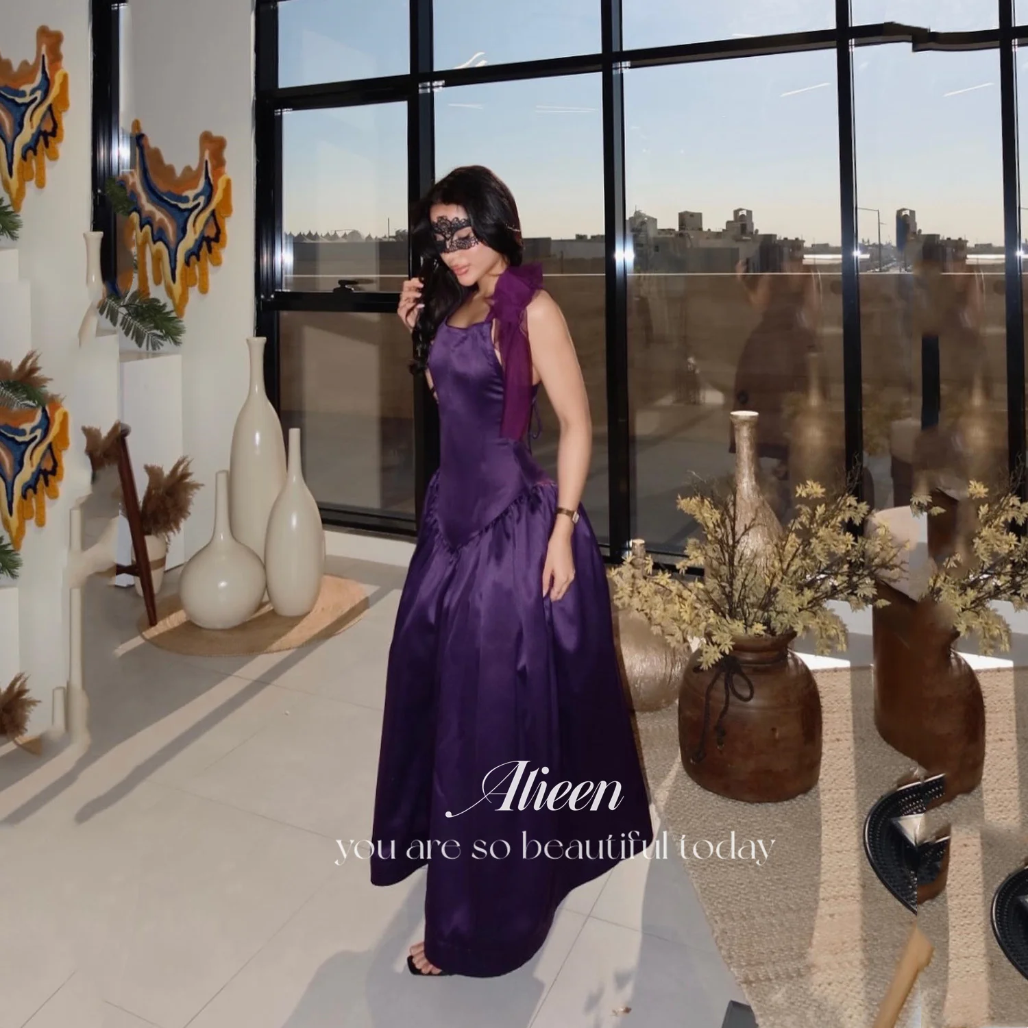 

Aileen Prom Dresses for Special Occasions Satin Luxurious Women's Evening Dresses فساتين سهرة Customized A-line Purple Elegant