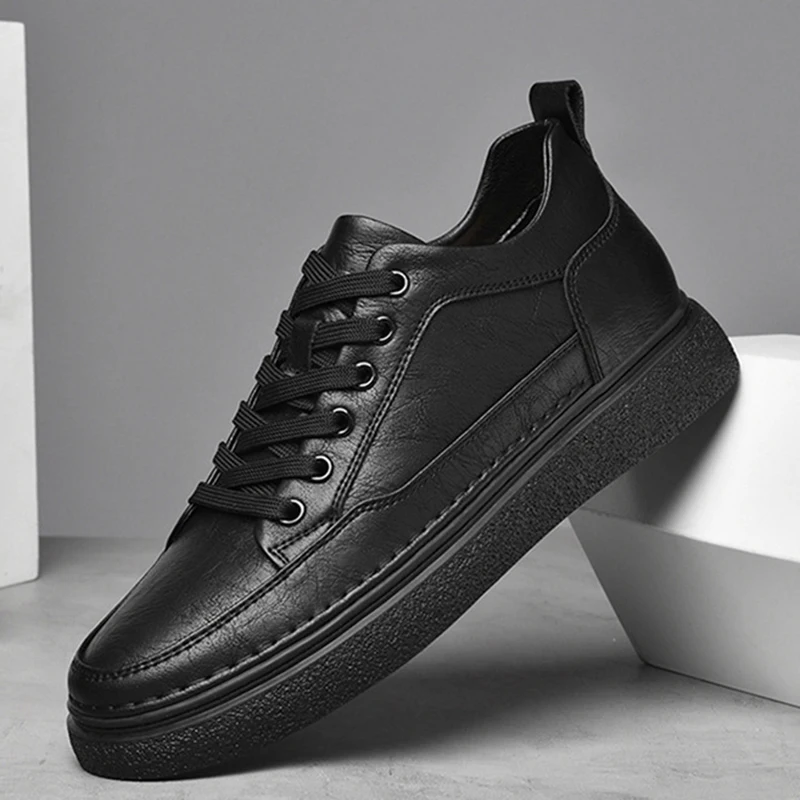 Genuine Leather Men Elevator Shoes Man Sports Casual Board Shoes Platform Men 4 6 8CM Hidden Inner Heightening Shoes
