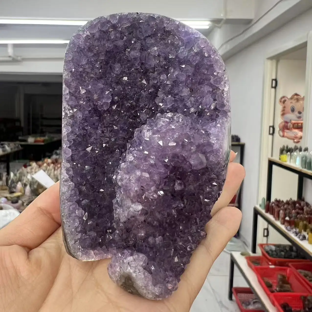 

426g 8.7cm Natural Uruguay Dream Amethyst Quartz Crystal Cluster stand