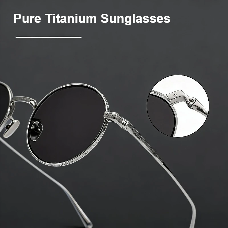 

Pure Titanium Retro Round Frame Nylon Sunscreen Sunglasses Ultra-Light Driving Night Vision Shades UV400 Men Women Sun Glasses