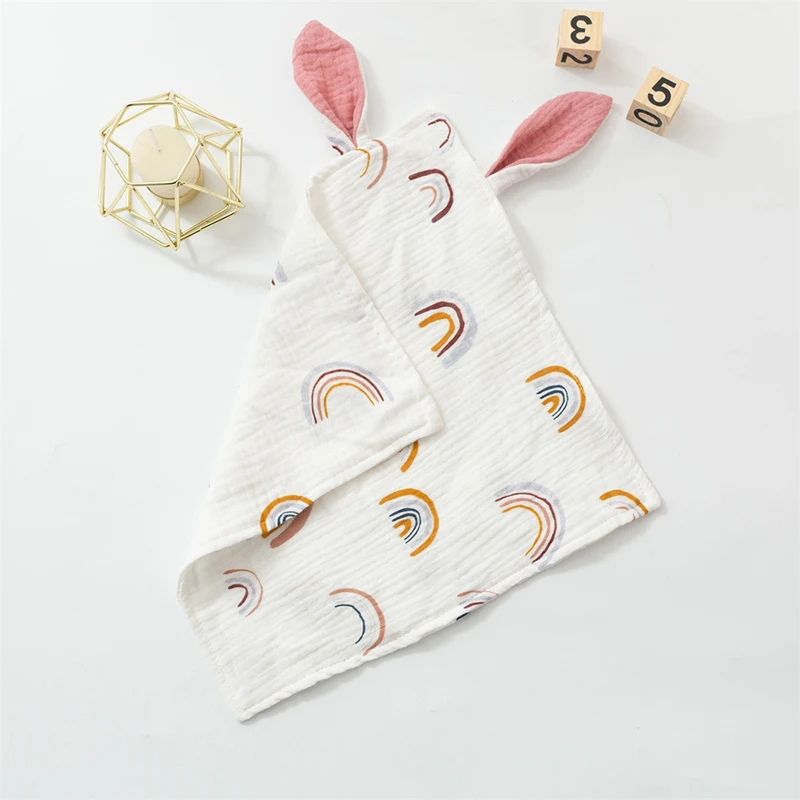 1PC Newborn Baby Rabbit Cotton Muslin Comforter Blanket Soft Soothe Appease Towel for Baby Bibs Burp Cloths Infant Saliva Towel