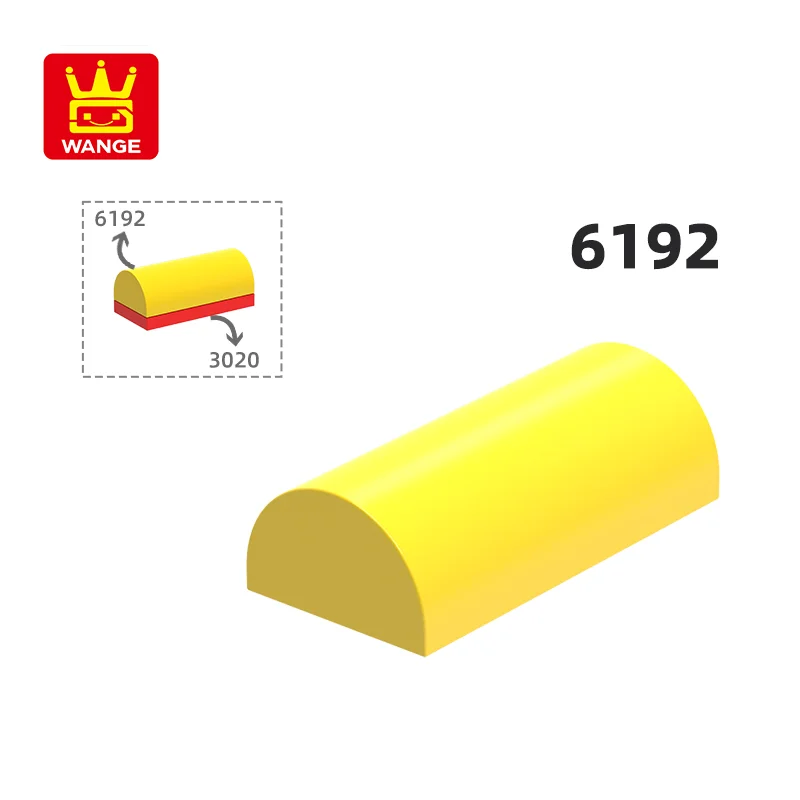 Wange 6192 아치 빌딩 블록, 반 실린더 액세서리, 브릭 호환, 어린이 장난감 선물 상자, 2x4, 100g, 52PCs