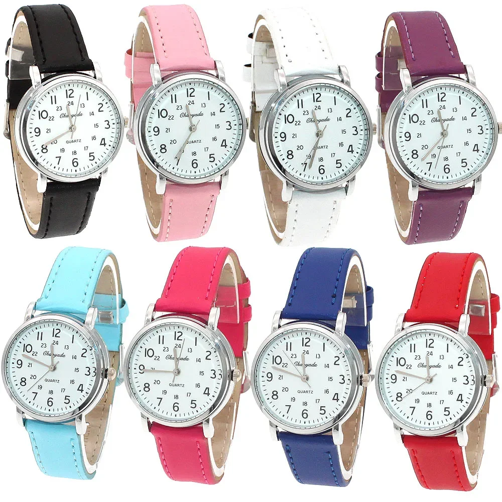 Reloj de pulsera de cuero rojo a la moda para chicas, reloj de esfera informal para mujer, reloj femenino, U63J