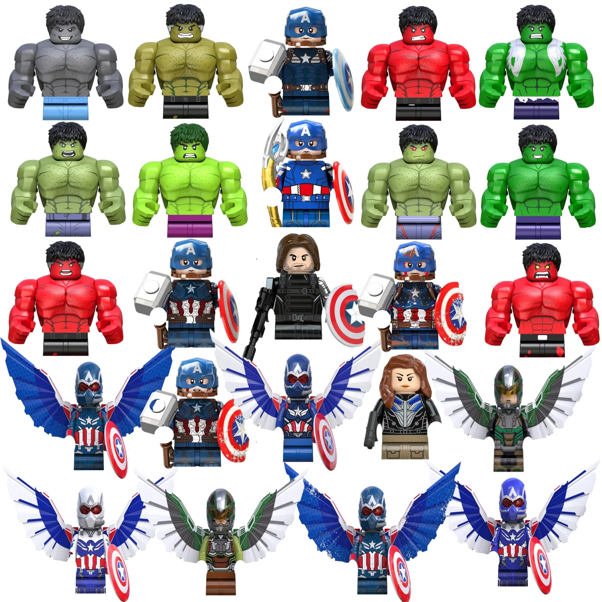 Blind Box Mini Building Blocks TV6217 Figures Big Goblin Spiderman Iron Man Venom Captain Hawk Deadpool Armor Christmas Gift Toy