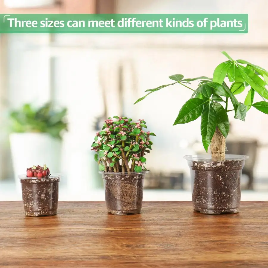 Plant Nursery Pots 5/4/3.5 Inch, Transparent Plastic Planter with Drainage Hole for Indoor Succulent, Seed Starting Pot Flower