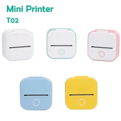 T02 Portable Mini Thermal Printer 53mm Wireless Printing Stickers with Colorful Paper Stickers Mini Pocket Label Notes Printer