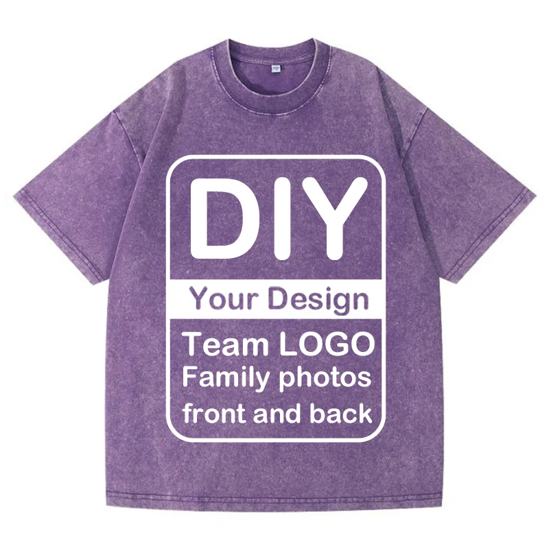 Hot Selling Men's Women's Customized T-shirt with Your Design, Team Logo, Family Photos Vintage 100% Pure Cotton Tops Loose Fit