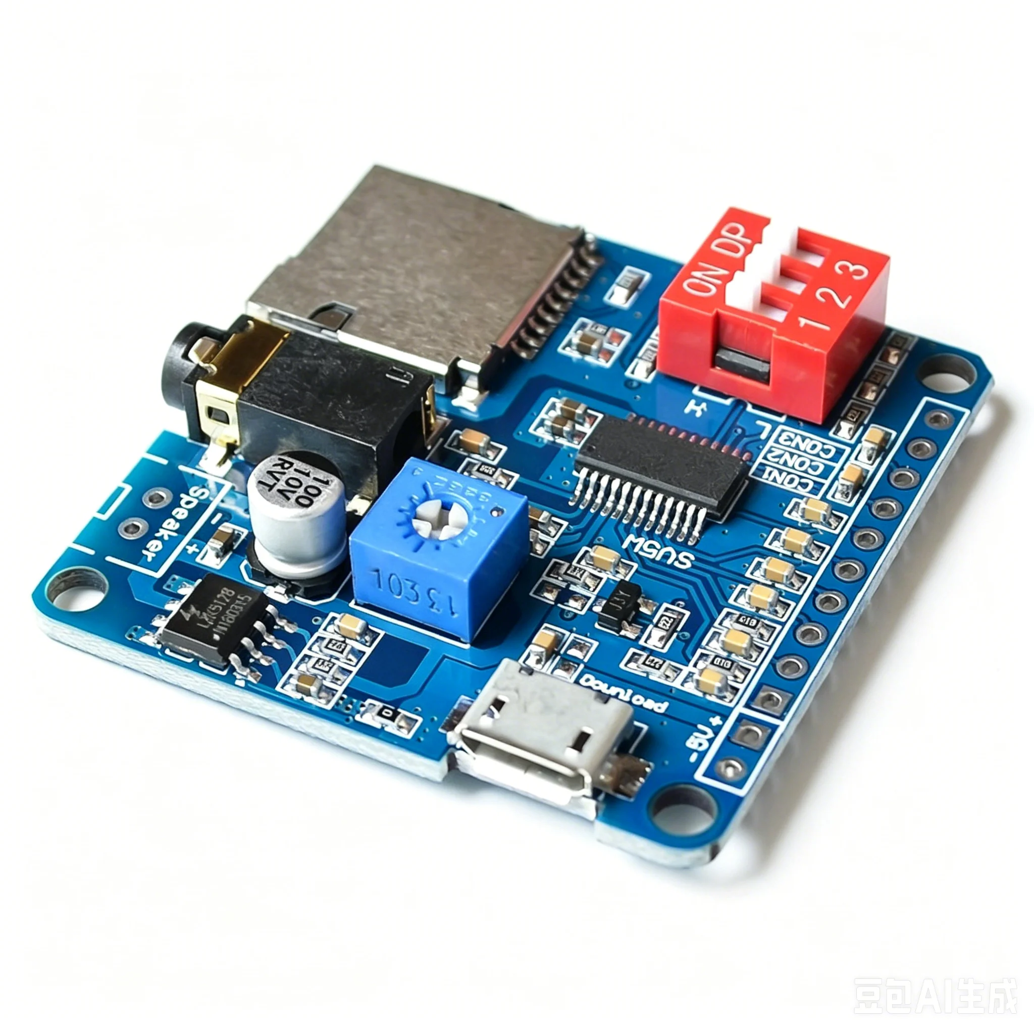 DY-SV5W Voice Broadcast Module 5W Class D Amplifier Serial Port Control Trigger MP3 WAV Playback Board