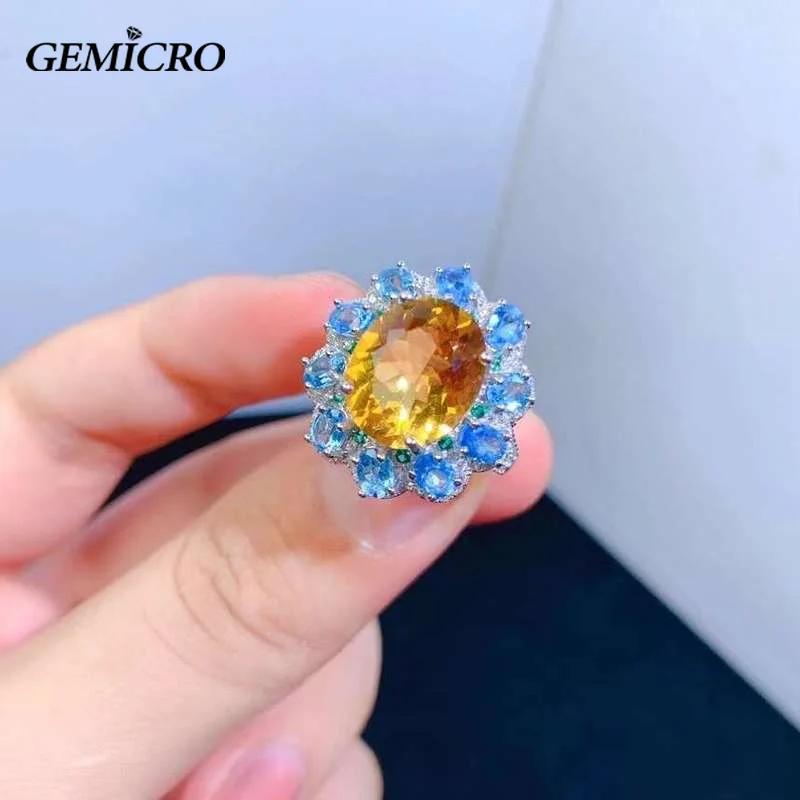 Gemicro Natural Citrine10x12mm  Ring, 925 Silver, The Price Is Suitable, Shop Promotional Products