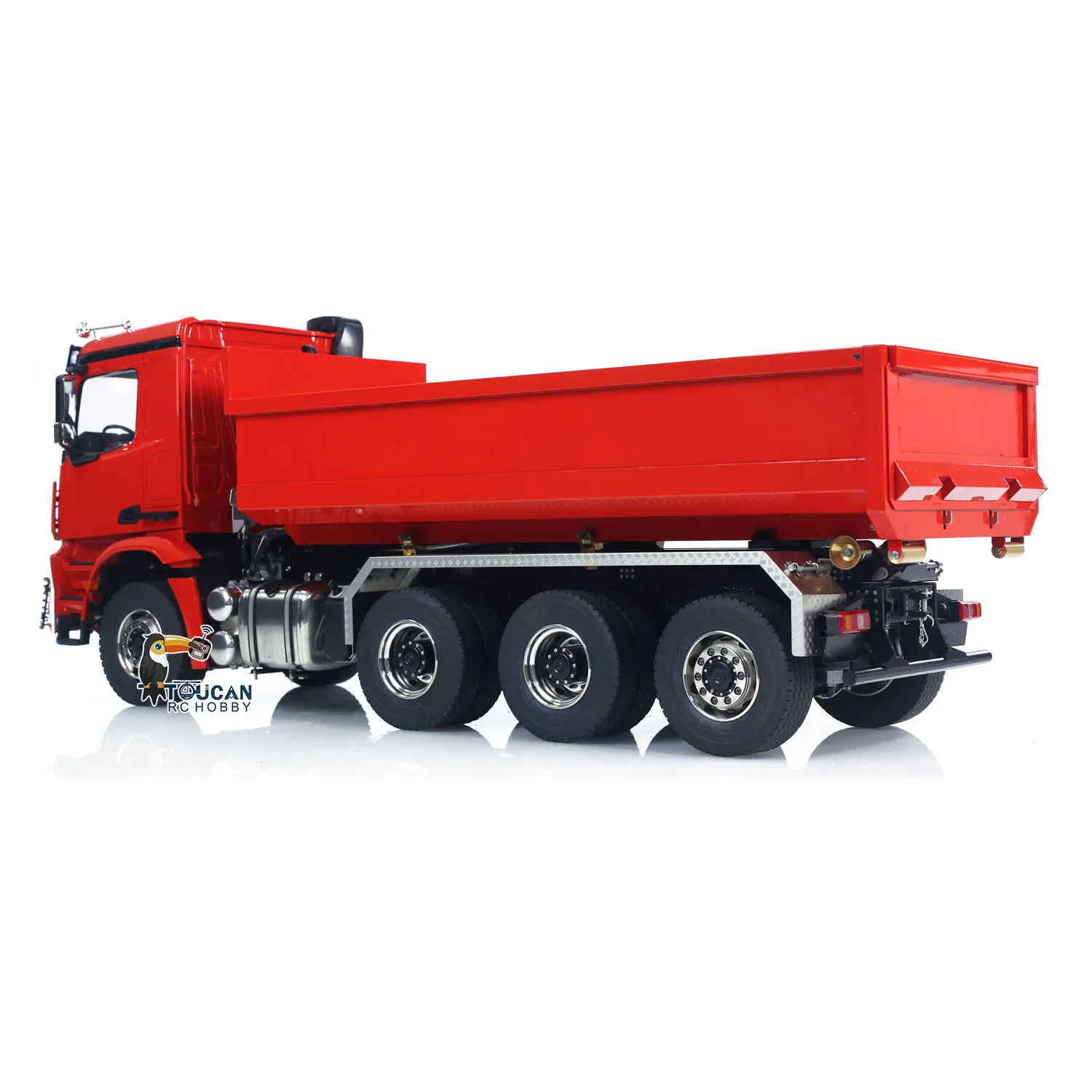 โลหะ 8x8 1/14 RC ไฮดรอลิก Roll On Off รถบรรทุก Dumper เต็มรูปแบบรีโมทแสงเสียง 3 ความเร็ว Tipper รถยนต์ของเล่น