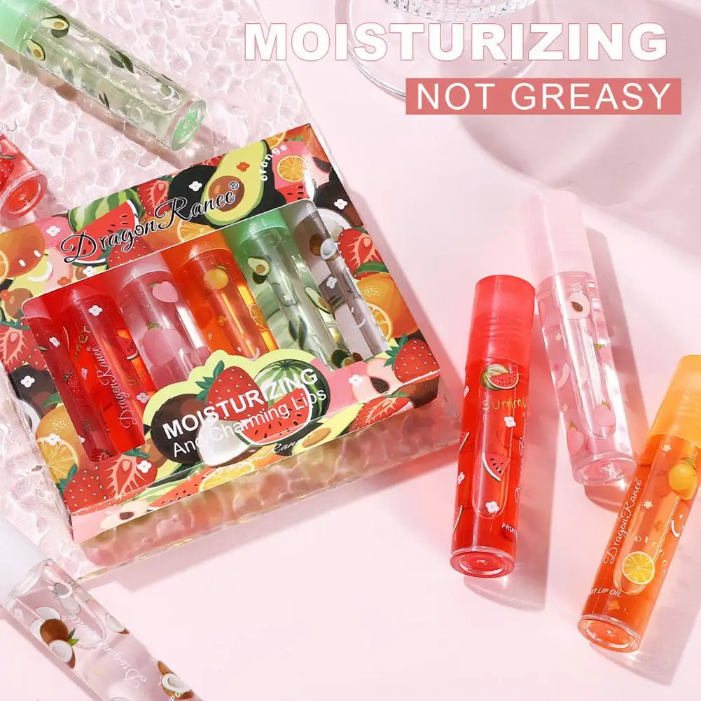 6 قطعة/المجموعة الشفاه النفط الأسطوانة لمعان ترطيب مغذي الشفاه بلسم شفاف عديم اللون الفاكهة الأفوكادو العناية بالشفاه #1