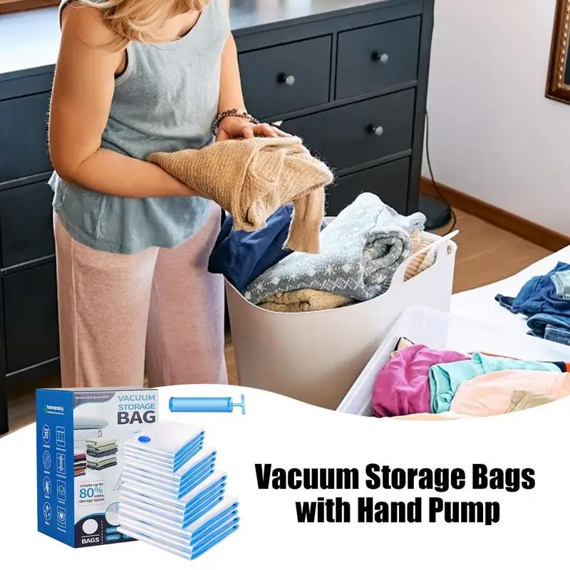 Travel Compression Bag 20Pcs Vacuum Storage Bag Space Saving Storage Bag Hand Pump Packaging Lightweight Vacuum Bag