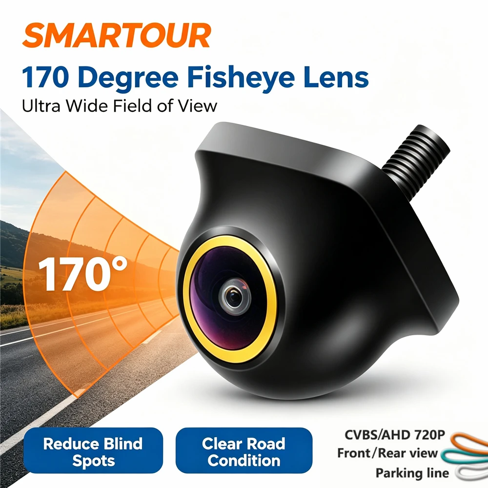 Car Backup Camera AHD 720P CVBS Switch 170° Wide Angle Fisheye Lens Front/Rear View Switch Parking Guide Line Control For Car