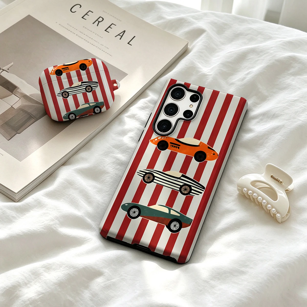 Retro Car Trio Phone Case For Samsung Galaxy S26 S25 Ultra S24 S23 Ultra Plus Shockproof Double Layer Tough Back Cover