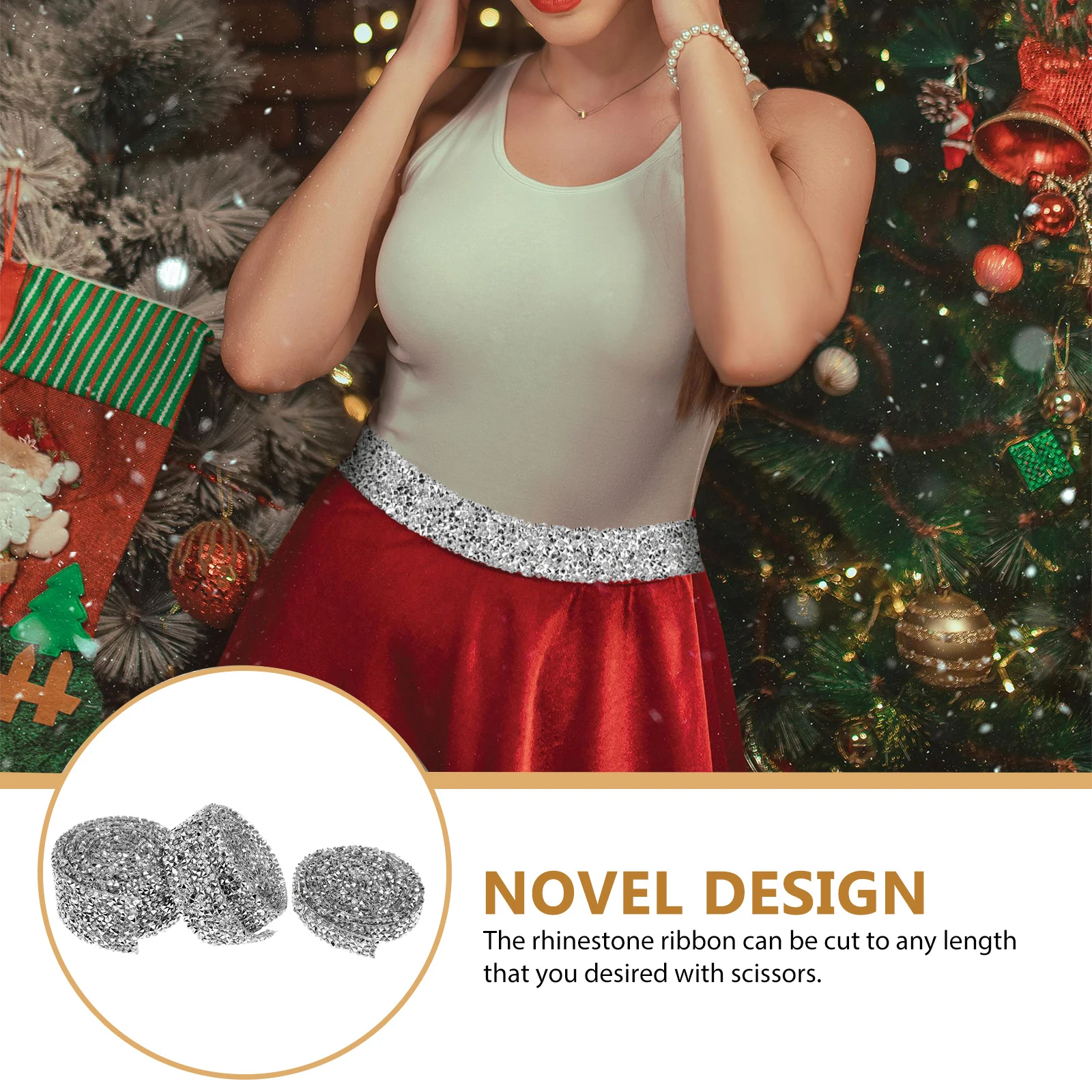 

3pcs Crystal Rhinestone Ribbon Rolls Hot Glue Backing Cuttable Decor for Wedding Bridal Crafts Party DIY Resin Trim Tape