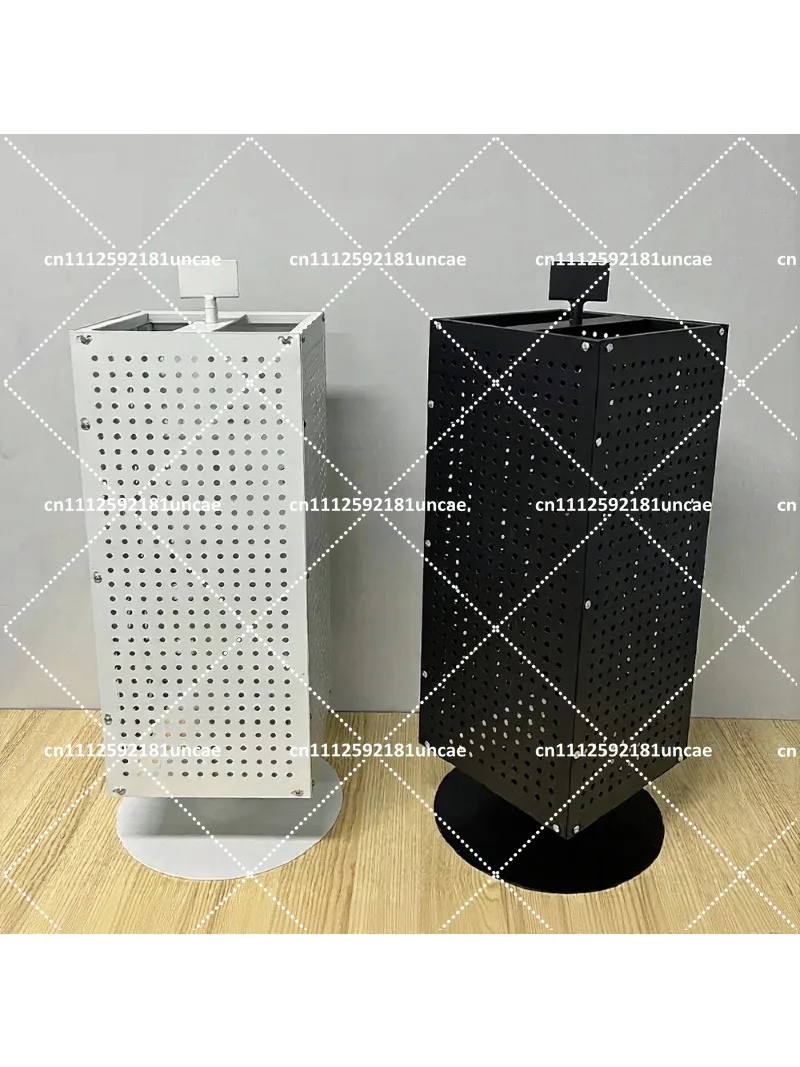 4-Sided Rotating Perforated Board Display Magnet Sticker, Jewelry Key Holder, Small Shelf Storage Rack
