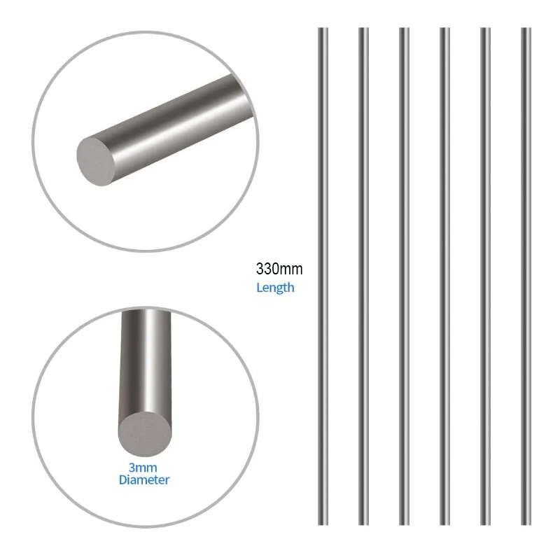 1/5pcs 304 Stainlessy Steel Rod Diameter 2mm-14mm Linear Shaft Metric Round Rod Ground Rod Length: 125mm/200mm/250mm/330mm