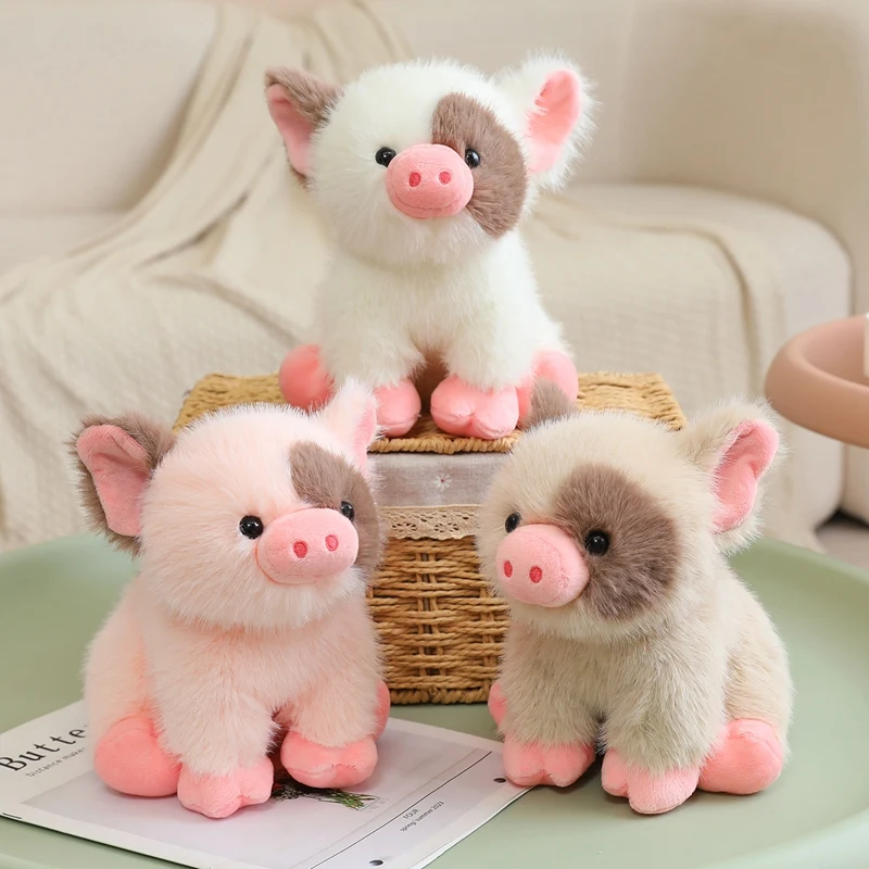 Nuevos juguetes de peluche de cerdito de dibujos animados de peluche, cerdo de Pose sentado esponjoso de alta calidad, muñeca cálida y acogedora, compañero encantador para niños, regalo de Navidad