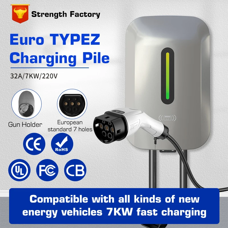 Energy Vehicle Charging Pile Wall-mounted And Single Gun Home 7KW 32A AC Fast Charge General Card Swipe Start Model