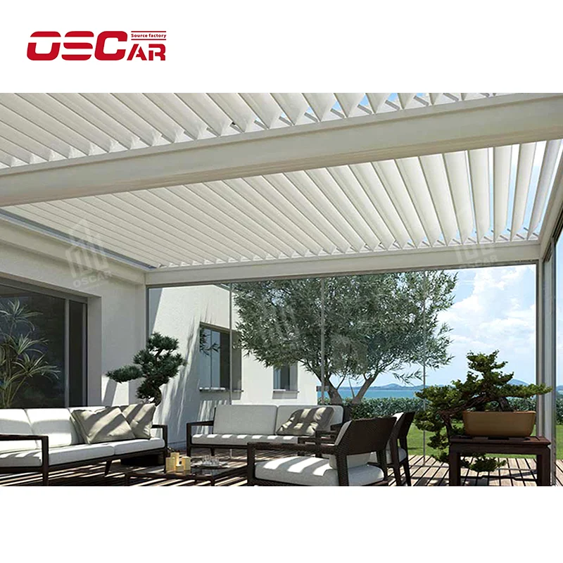 

Modern Summer House Opening Louver Roof Motorized Roofing Awnings Pavilion Pergola For Deck