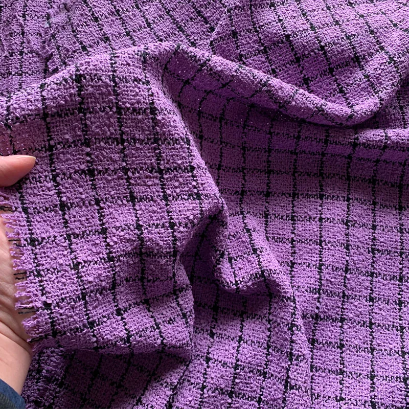 

Фиолетовая решетчатая твидовая ткань для женщин, осенняя куртка, платье, костюмы, пальто, юбка, ткань «сделай сам», швейный материал