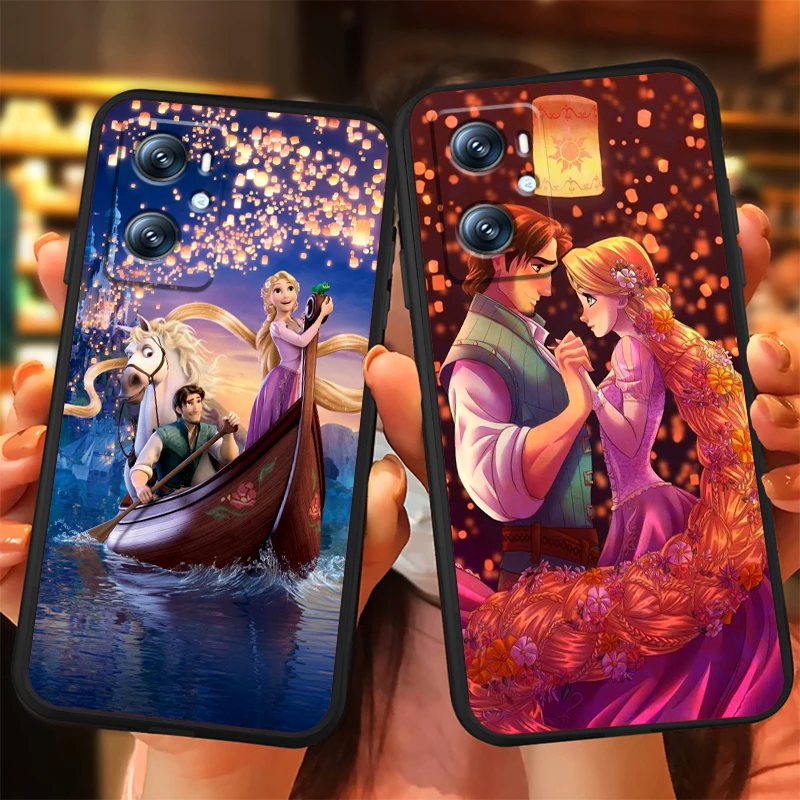 Tangled Rapunzel Cartoon For OPPO Find X6 X5 X3 A54S A5 A94 A16 A53S A57 A74 A72 A98 A78 A96 A9 5G Black Soft Phone Case