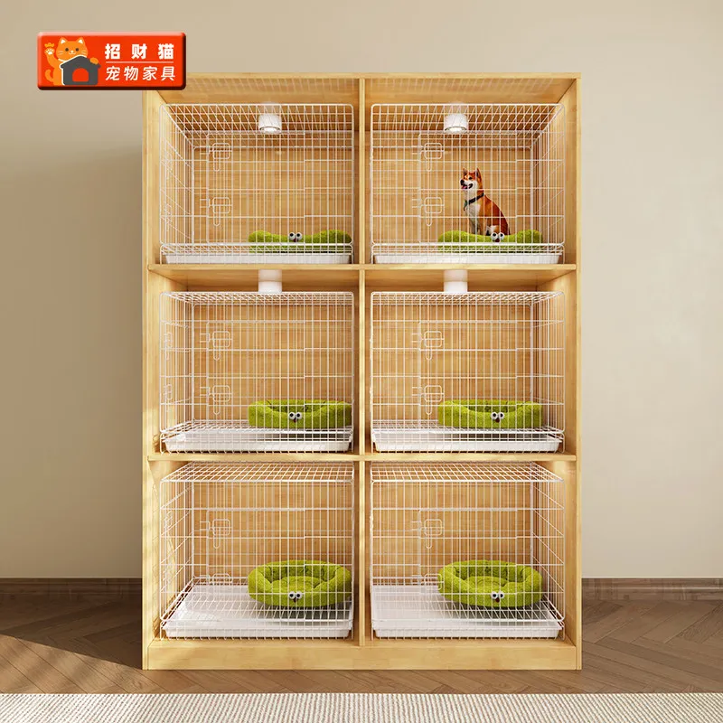 Pet store dog cage display cabinet custom solid wood cat and dog cabinet foster cage three-layer kennel multi-laye