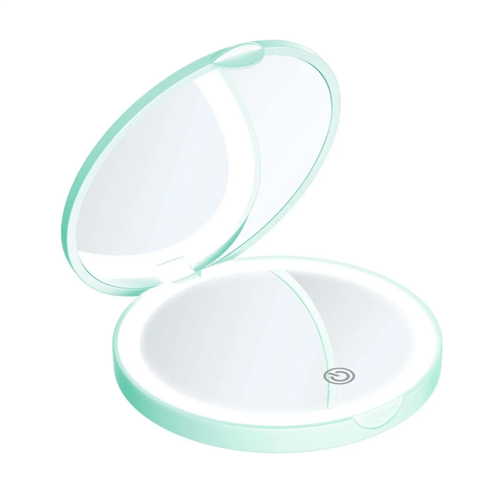 LEDライト付きトラベルメイクアップミラー,2倍倍率,コンパクト,ポータブル