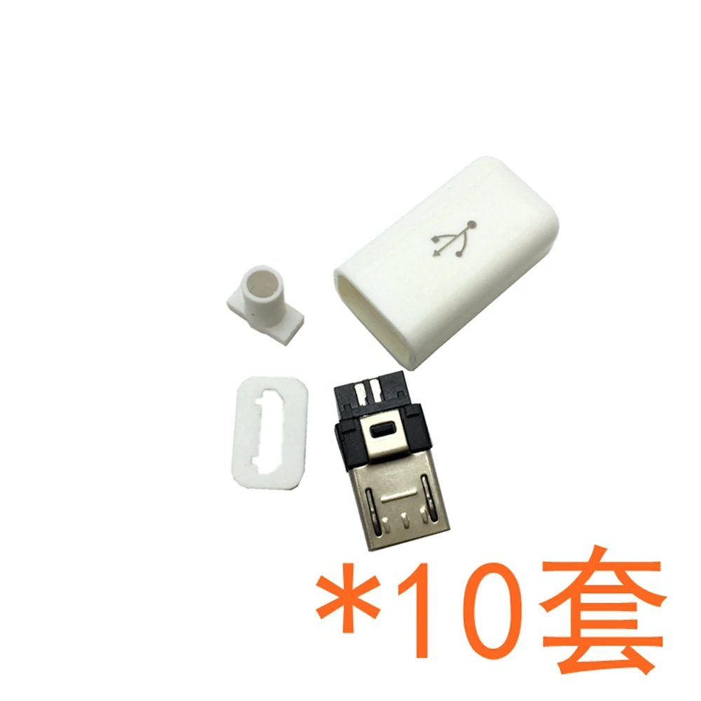 Masculino Micro USB 2.0 Soldado Plug, Cabo de Dados Acessório Interface, Caixa Plástica, DIY, 5P