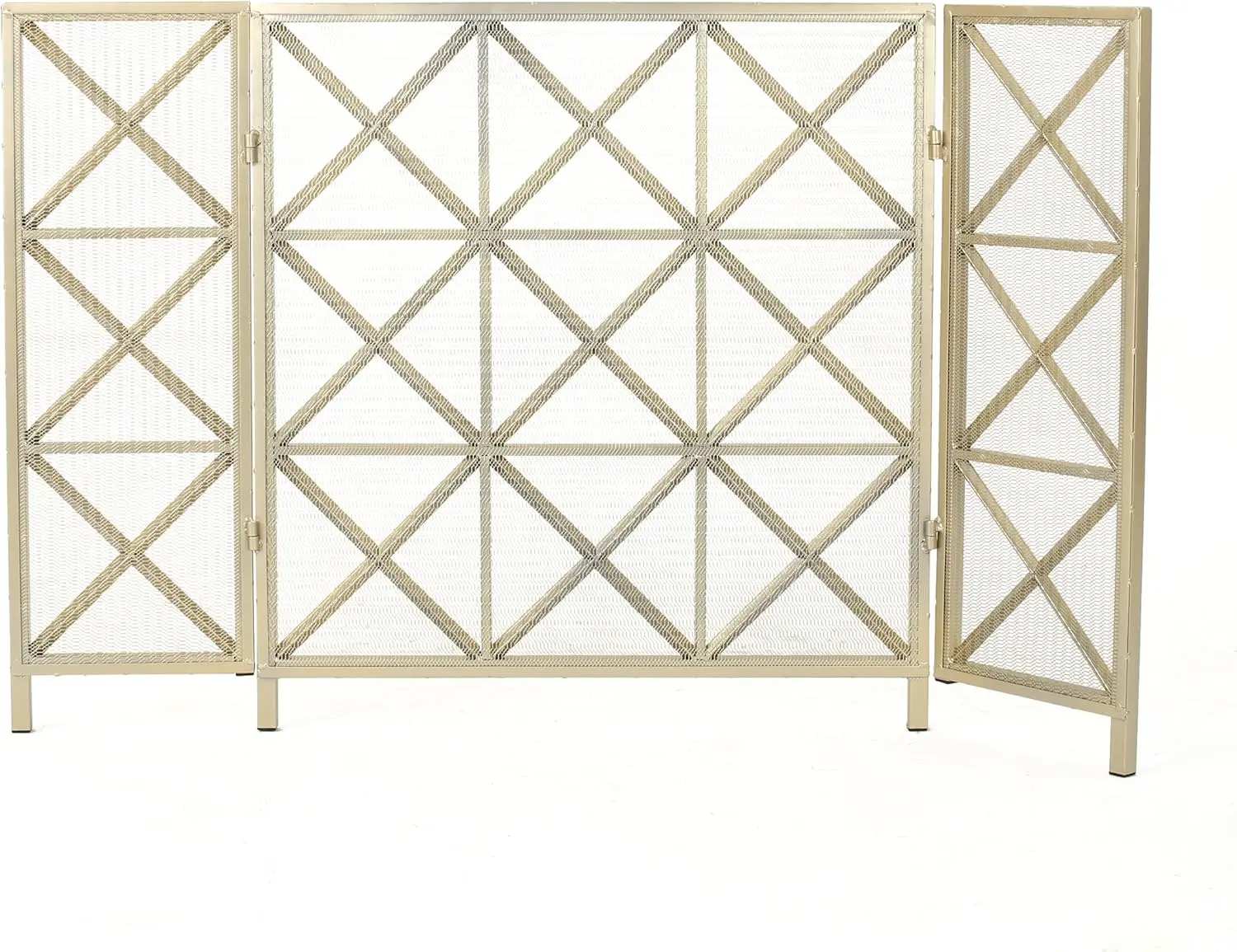 Margaret 3 Panelled Iron Fireplace Screen, Gold