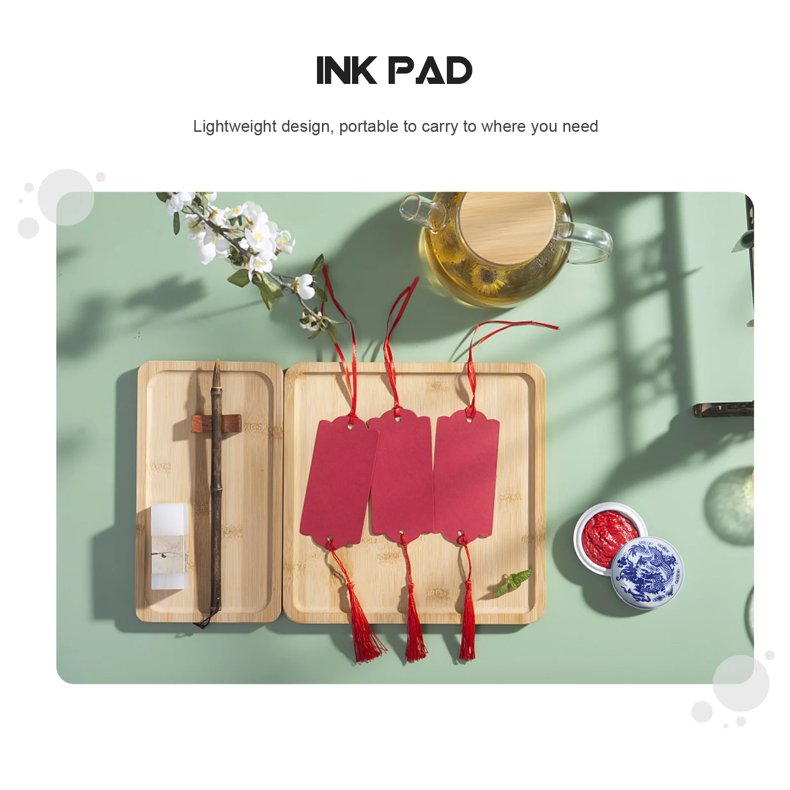 Calligraphy Inkpad Ceramic Box Bright Red Multipurpose Office Painting Seal Use DIY Ink Pad Premium Delicate Chinese Painting