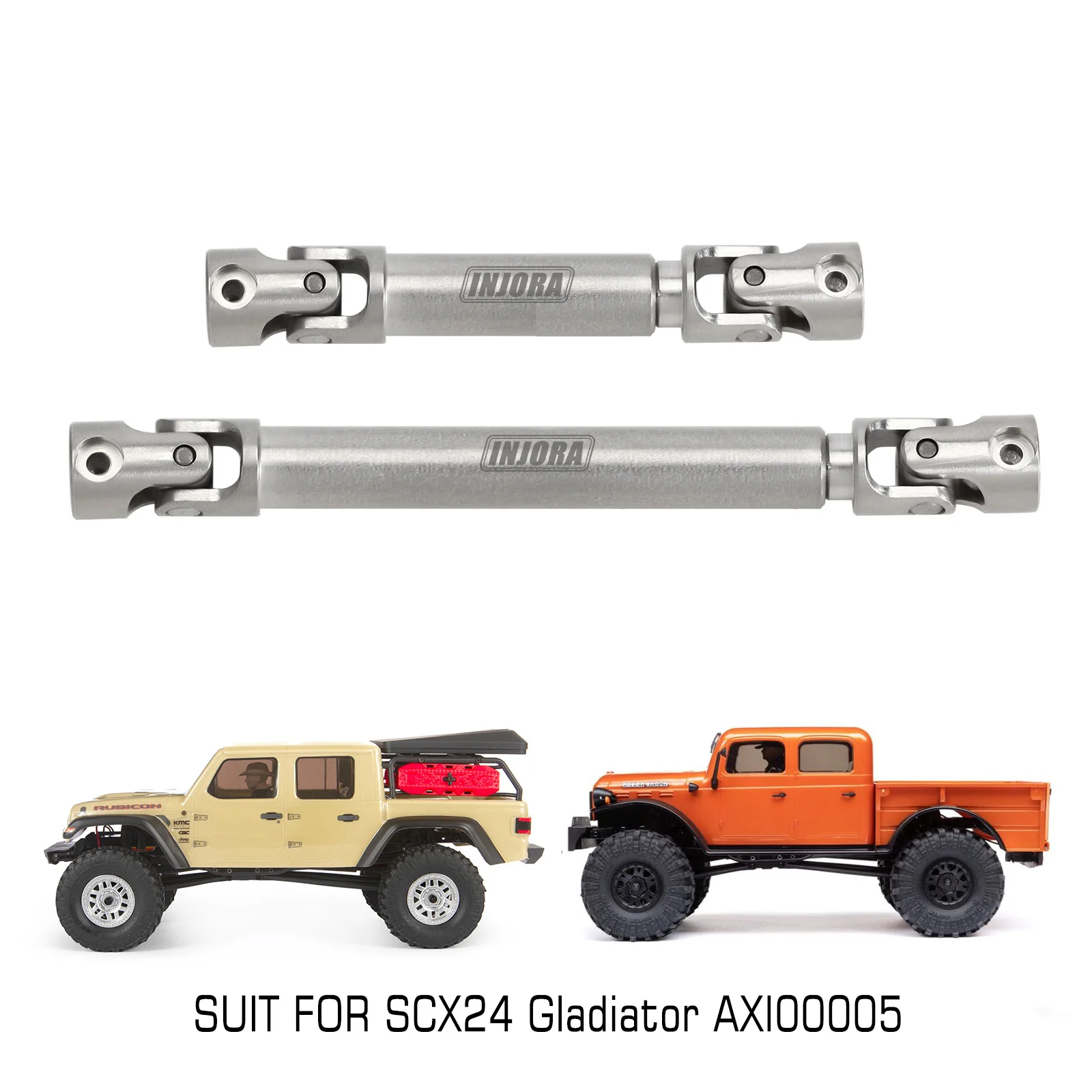 INJORA Stainless Steel Center Drive Shaft D-Shaped for 1/24 RC Crawler Axial SCX24 Jeep Gladiator AXI00005 Dodge Power Wagon