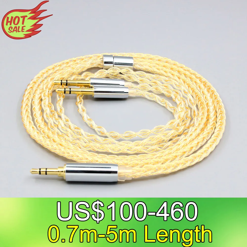 LN008433 8 Core 99% 7n Pure Silver 24k Gold Plated Earphone Cable For Final Audio D8000 AFDS pro Design Pandora Hope vi